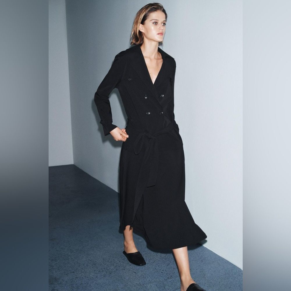 ZARA ZW COLLECTION TRENCH MIDI DRESS - Picture 7 of 10